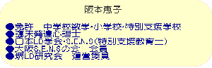 ●免許　中学校数学・小学校・特別支援学校 ●臨床発達心理士 ●日本LD学会・S.E.N.S(特別支援教育士) ●大阪S.E.N.Sの会　会員 ●堺LD研究会　運営委員 